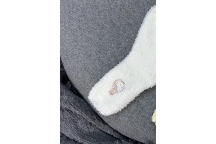 Representative commercial sample visual for Custom Embroidered Coral Fleece Cat Crew Socks SKU 856 in the DK Marketplace.