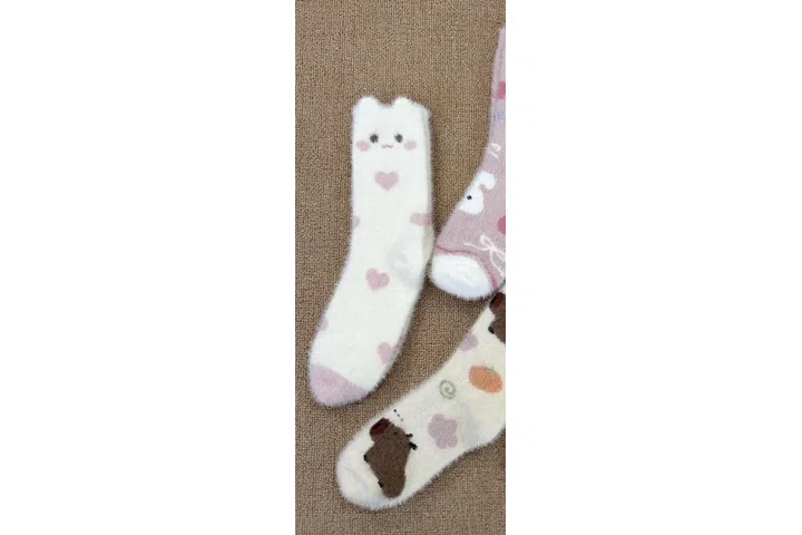 Representative commercial sample visual for Custom Fuzzy Cartoon Crew Socks SKU 1163 in the DK Marketplace.