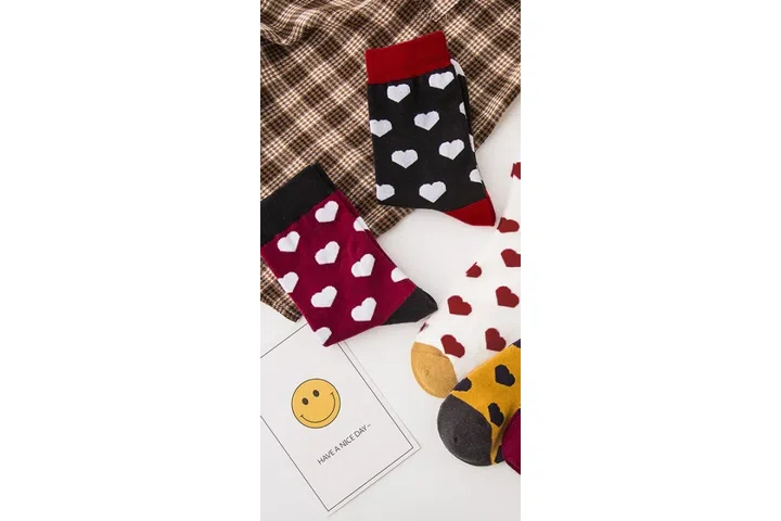 Representative commercial sample visual for Custom Heart Crew Socks SKU 1167 in the DK Marketplace.
