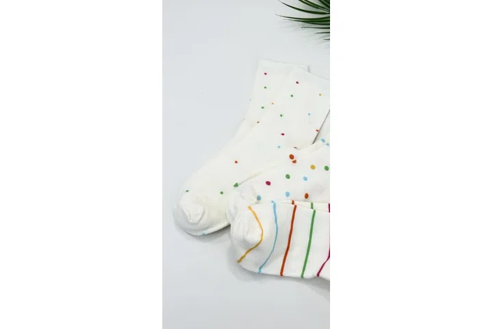 Representative commercial sample visual for Custom Polka Dot Crew Socks SKU 1150 in the DK Marketplace.